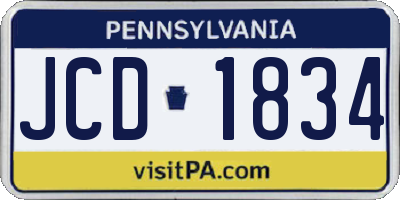 PA license plate JCD1834