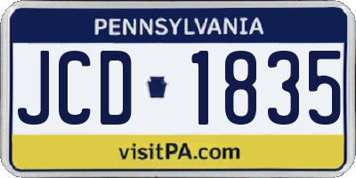 PA license plate JCD1835