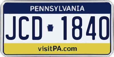 PA license plate JCD1840