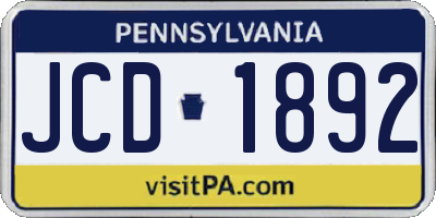 PA license plate JCD1892