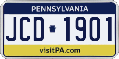 PA license plate JCD1901