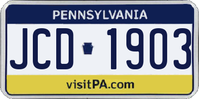 PA license plate JCD1903