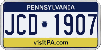 PA license plate JCD1907