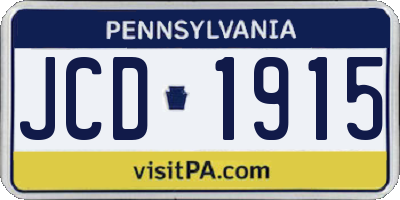 PA license plate JCD1915