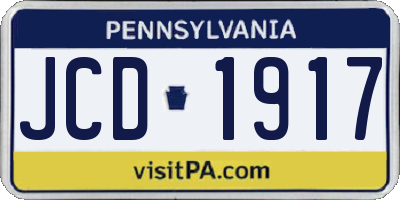 PA license plate JCD1917