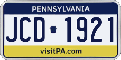 PA license plate JCD1921