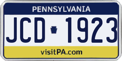 PA license plate JCD1923