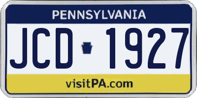 PA license plate JCD1927