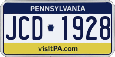 PA license plate JCD1928