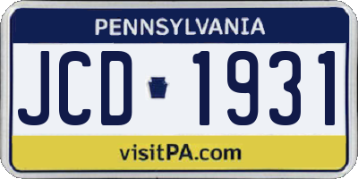 PA license plate JCD1931
