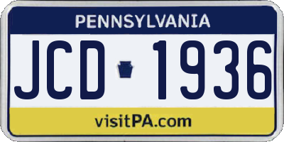 PA license plate JCD1936
