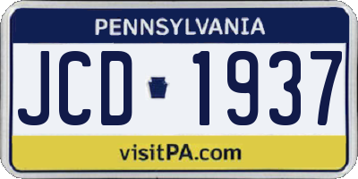 PA license plate JCD1937