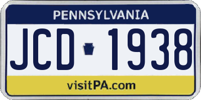 PA license plate JCD1938