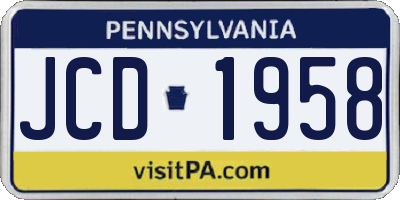 PA license plate JCD1958