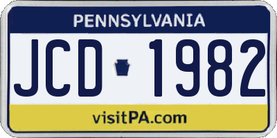 PA license plate JCD1982