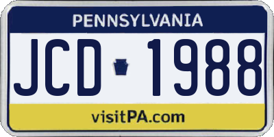 PA license plate JCD1988