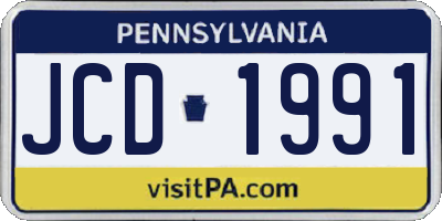 PA license plate JCD1991