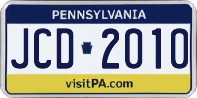 PA license plate JCD2010
