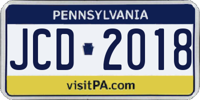 PA license plate JCD2018