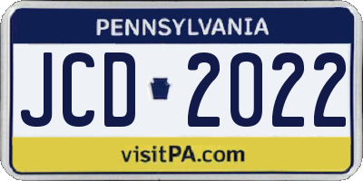 PA license plate JCD2022