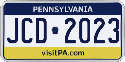 PA license plate JCD2023