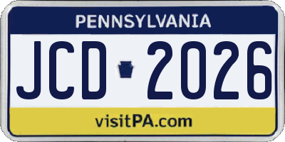 PA license plate JCD2026