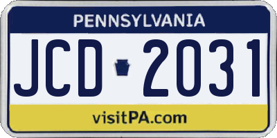 PA license plate JCD2031