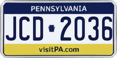 PA license plate JCD2036