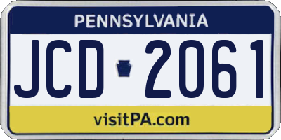 PA license plate JCD2061