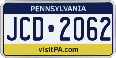 PA license plate JCD2062