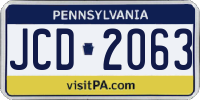 PA license plate JCD2063