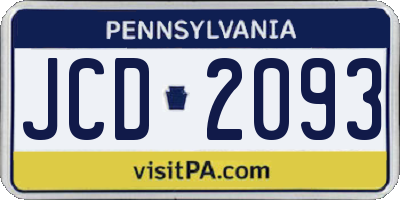 PA license plate JCD2093