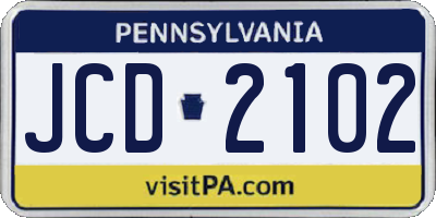 PA license plate JCD2102