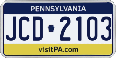 PA license plate JCD2103