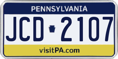 PA license plate JCD2107