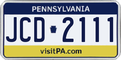 PA license plate JCD2111