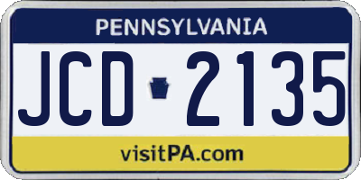 PA license plate JCD2135