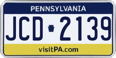 PA license plate JCD2139