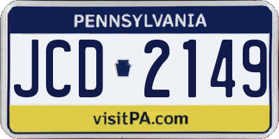 PA license plate JCD2149