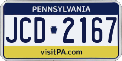 PA license plate JCD2167