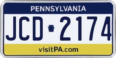 PA license plate JCD2174