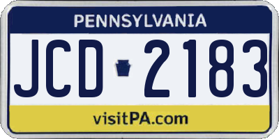 PA license plate JCD2183