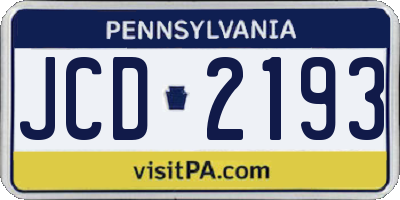 PA license plate JCD2193