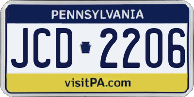 PA license plate JCD2206