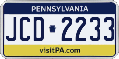 PA license plate JCD2233
