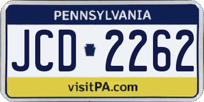 PA license plate JCD2262