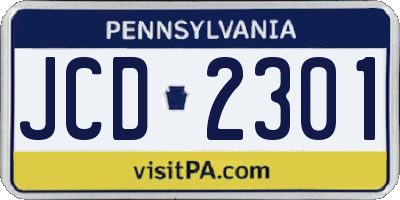PA license plate JCD2301