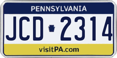 PA license plate JCD2314