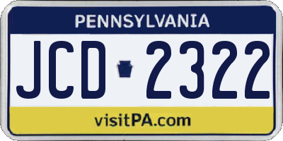 PA license plate JCD2322