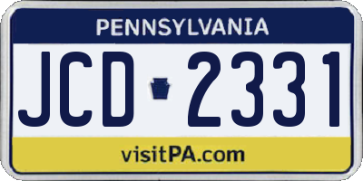 PA license plate JCD2331